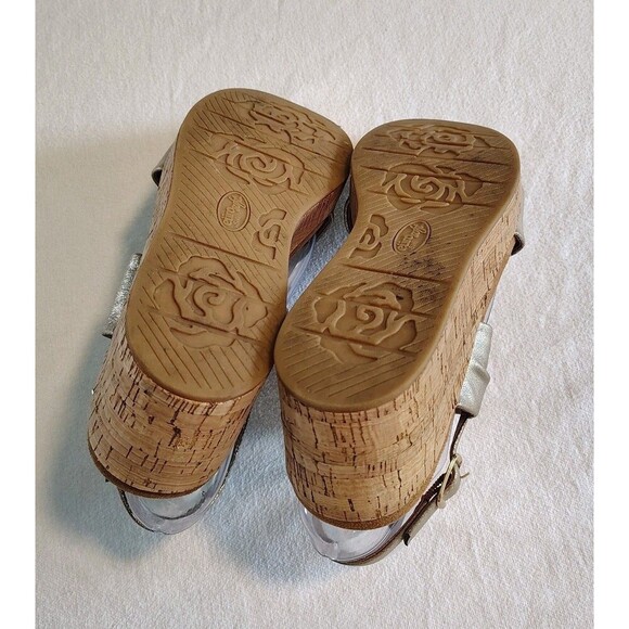 Euro Soft Sofft Sandals Womens 9.5 Kahley Wedge Cork Slingback Gold Faux Leather - Picture 10 of 11